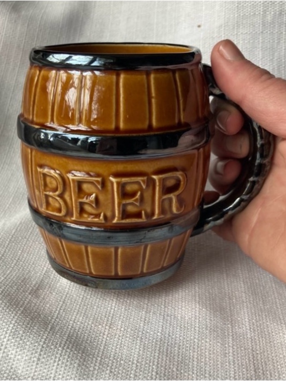 Vintage Japan Barrel Styled Ceramic BEER Mug!